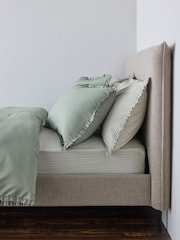 The Set 8 Piece Green/Stripe Frill Duvet Cover and Pillowcase Set with Fitted Sheets - Image 4 of 4