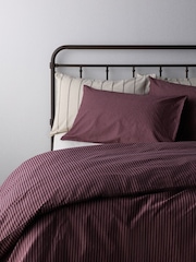 The Set 8 Piece Burgundy Stripe Duvet Cover and Pillowcase Set with Fitted Sheets - Image 1 of 4