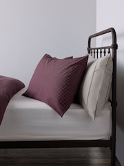The Set 8 Piece Burgundy Stripe Duvet Cover and Pillowcase Set with Fitted Sheets - Image 2 of 4
