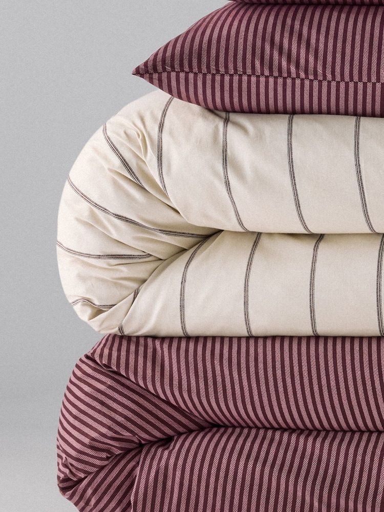 The Set 8 Piece Burgundy Stripe Duvet Cover and Pillowcase Set with Fitted Sheets - Image 6 of 6 The Set 8 Piece Burgundy Stripe Duvet Cover and Pillowcase Set with Fitted Sheets - Image 6 of 6