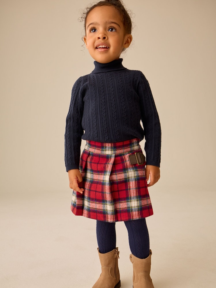 Red Tartan Check Skort and Tights Set (3mths-7yrs) - Image 2 of 4 Red Tartan Check Skort and Tights Set (3mths-7yrs) - Image 2 of 4