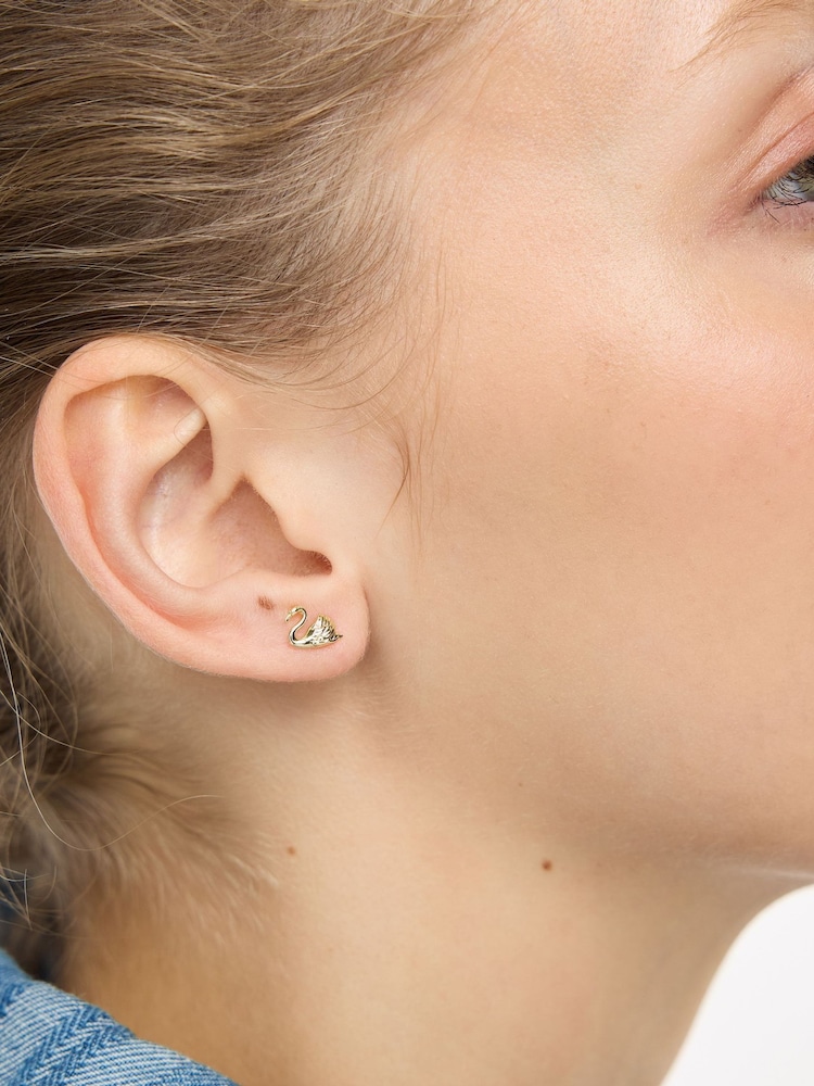 Oliver Bonas Gold Tone Sydney Swan Stud Earrings - Image 3 of 3