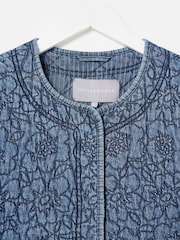 Oliver Bonas Blue Denim Floral Quilted Gilet - Image 7 of 7