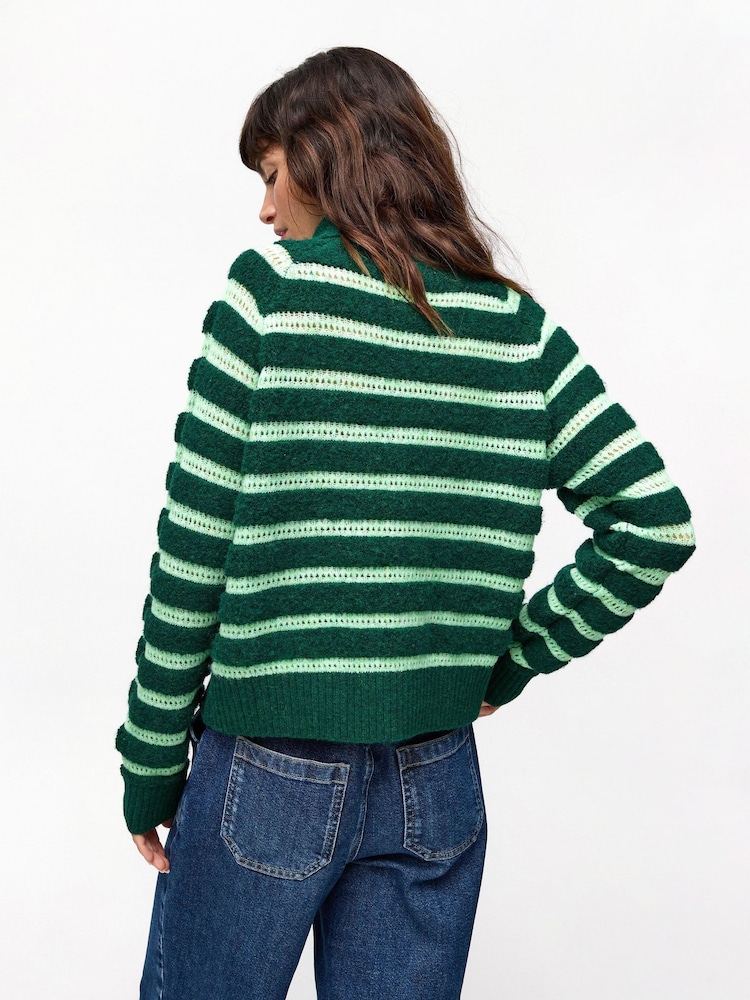 Oliver Bonas ז'קט בומבר סרוג עם צווארון גבוה ופסים - תמונה 2 מתוך 8 Oliver Bonas ז'קט בומבר סרוג עם צווארון גבוה ופסים - תמונה 2 מתוך 8