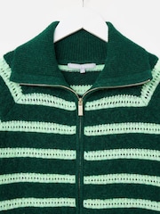 Oliver Bonas ז'קט בומבר סרוג עם צווארון גבוה ופסים - תמונה 5 מתוך 8