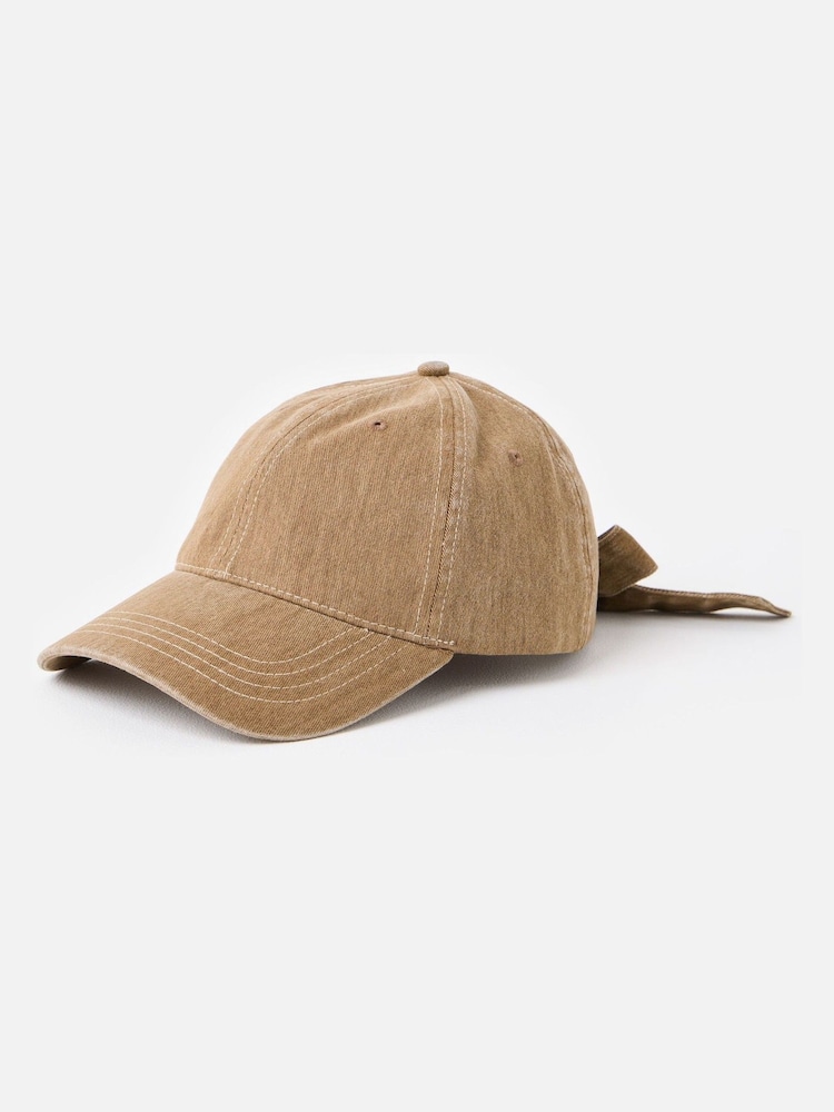 Oliver Bonas Brown Mocha Bow Cap Hat - Image 2 of 4