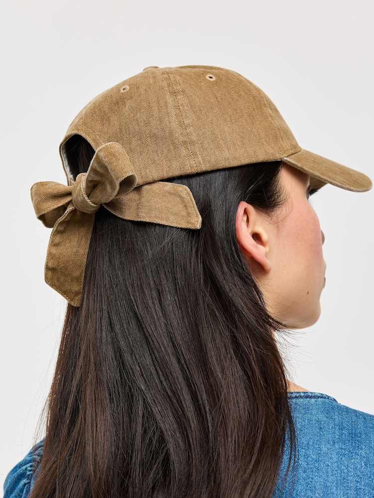 Oliver Bonas Brown Mocha Bow Cap Hat - Image 4 of 4