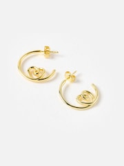 Oliver Bonas Gold Tone Sara Heart Hoop Earrings - Image 2 of 5