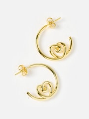 Oliver Bonas Gold Tone Sara Heart Hoop Earrings - Image 4 of 5
