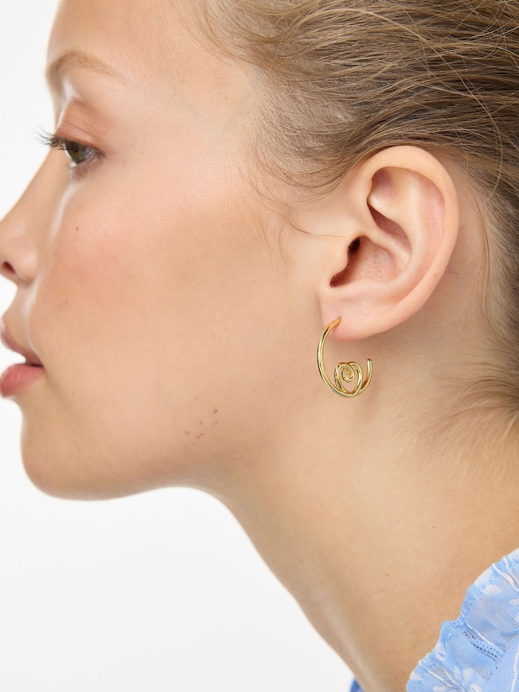 Oliver Bonas Gold Tone Sara Heart Hoop Earrings - Image 5 of 5