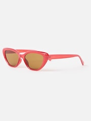 Oliver Bonas Red Narrow Cat eye Sunglasses - Image 3 of 5