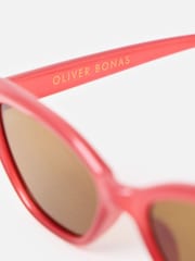 Oliver Bonas Red Narrow Cat eye Sunglasses - Image 5 of 5