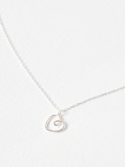 Oliver Bonas Silver Tone Hali Textured Heart Charm Pendant Necklace - Image 1 of 4