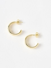 Oliver Bonas Gold Tone Priya Engraved Heart Hoop Earrings - Image 2 of 5