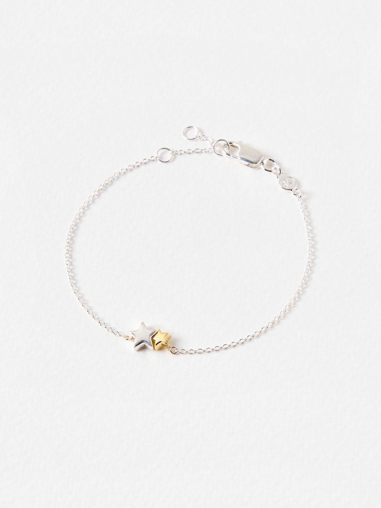 Oliver Bonas Silver Tone Callie Star Charm Chain Bracelet - Image 1 of 4