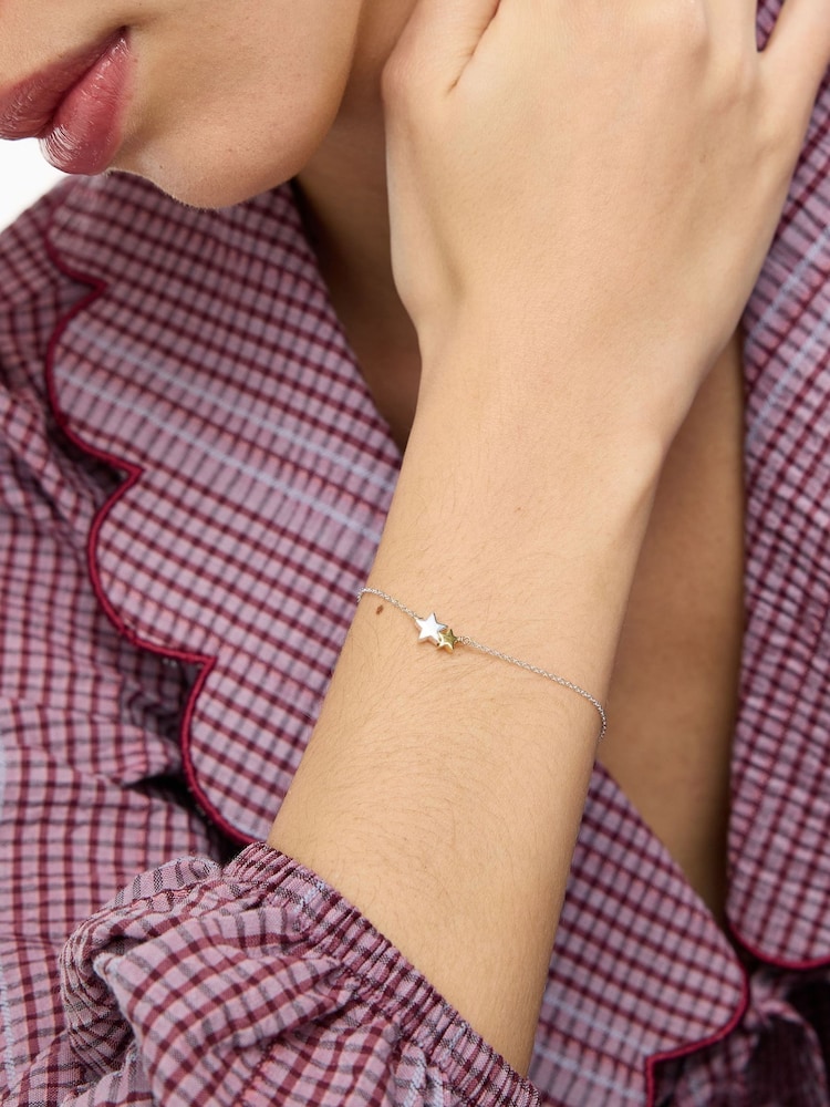 Oliver Bonas Silver Tone Callie Star Charm Chain Bracelet - Image 4 of 4