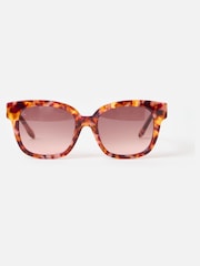 Oliver Bonas Brown/Pink Faux Tortoiseshell Square Acetate Sunglasses - Image 1 of 4