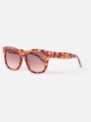 Oliver Bonas Brown/Pink Faux Tortoiseshell Square Acetate Sunglasses - Image 2 of 4