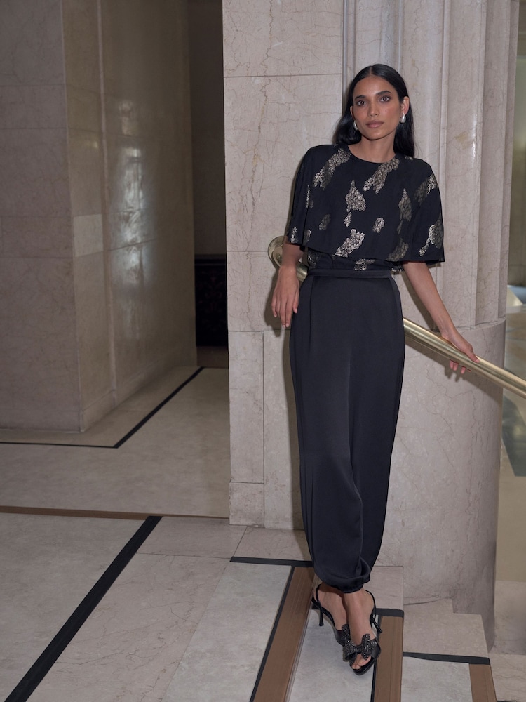 Black Satin Balloon Trousers - Image 1 of 4 Black Satin Balloon Trousers - Image 1 of 4