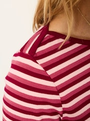 FatFace Breton Pink Long Sleeve Stripe T-Shirt - Image 3 of 6