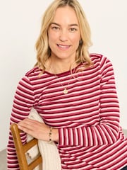 FatFace Breton Pink Long Sleeve Stripe T-Shirt - Image 5 of 6