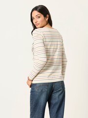 FatFace Breton Natural Long Sleeve Stripe T-Shirt - Image 2 of 6