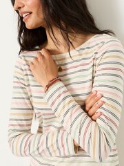 FatFace Breton Natural Long Sleeve Stripe T-Shirt - Image 3 of 6
