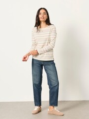 FatFace Breton Natural Long Sleeve Stripe T-Shirt - Image 4 of 6