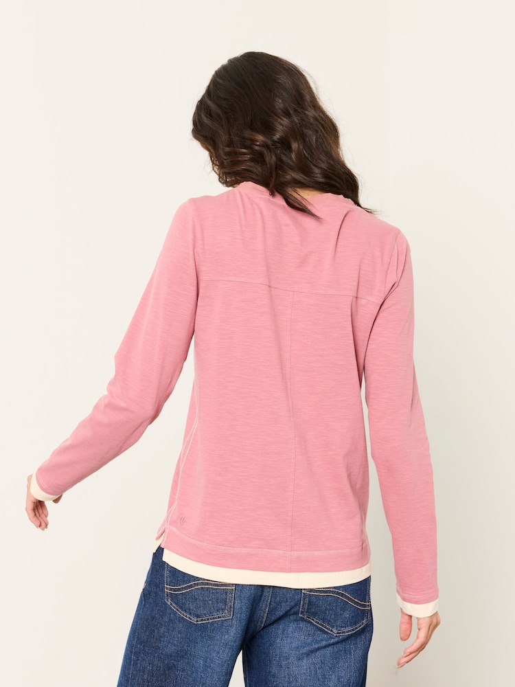 FatFace Mia Dusky Pink Henley Top - Image 2 of 6