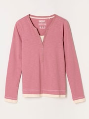 FatFace Mia Dusky Pink Henley Top - Image 6 of 6