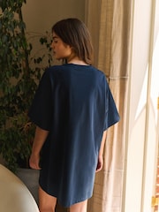 Daily by Desmond & Dempsey Navy Caballo Lace Night T-Shirt - Bilde 2 av 4