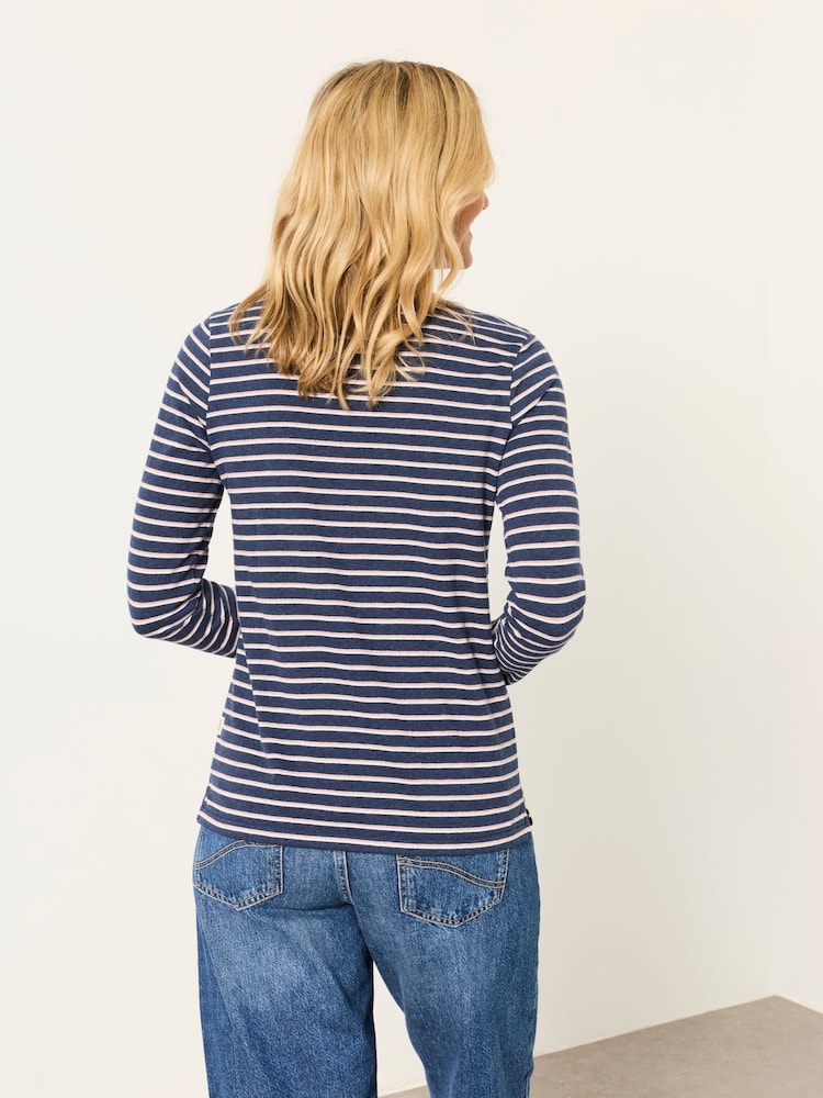 FatFace Breton Navy Metallic Long Sleeve Stripe T-Shirt - Image 2 of 6