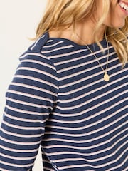 FatFace Breton Navy Metallic Long Sleeve Stripe T-Shirt - Image 3 of 6
