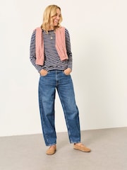 FatFace Breton Navy Metallic Long Sleeve Stripe T-Shirt - Image 4 of 6