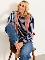 FatFace Breton Navy Metallic Long Sleeve Stripe T-Shirt - Image 5 of 6