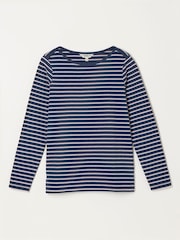 FatFace Breton Navy Metallic Long Sleeve Stripe T-Shirt - Image 6 of 6