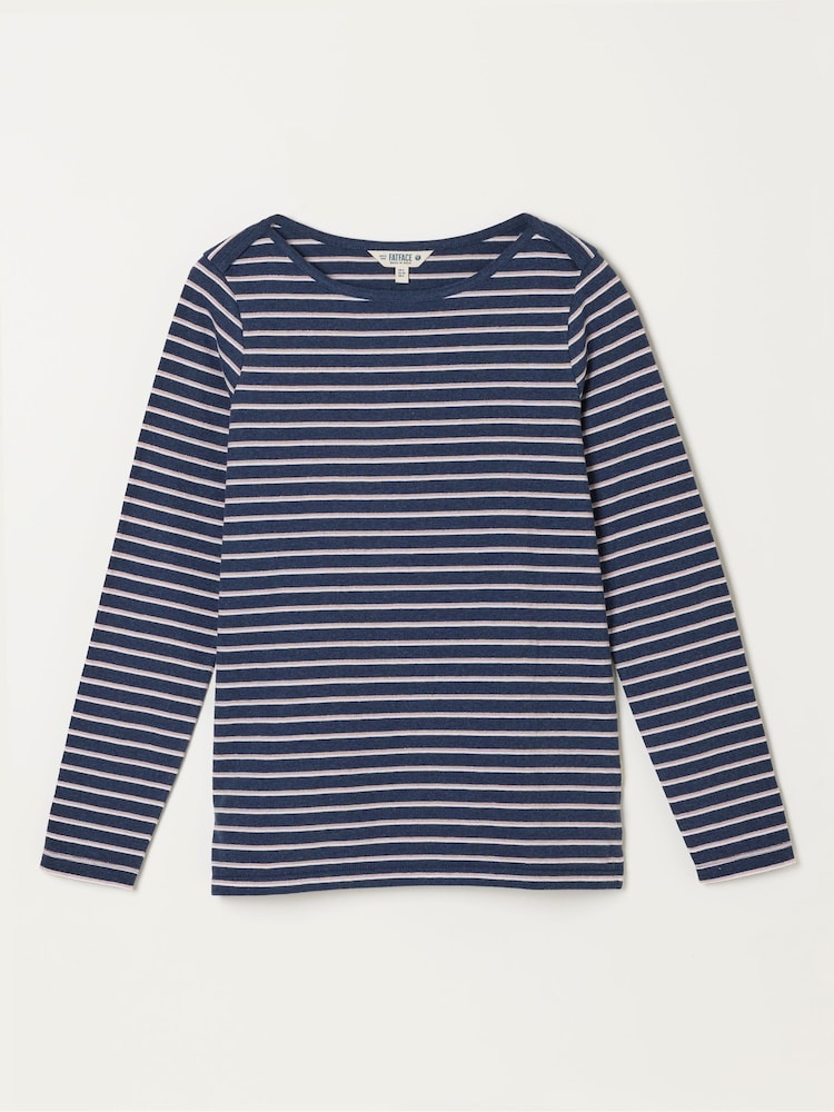 FatFace Breton Navy Metallic Long Sleeve Stripe T-Shirt - Image 6 of 6