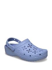Crocs Blue Classic Floral Cut Out Clogs - Image 1 of 5