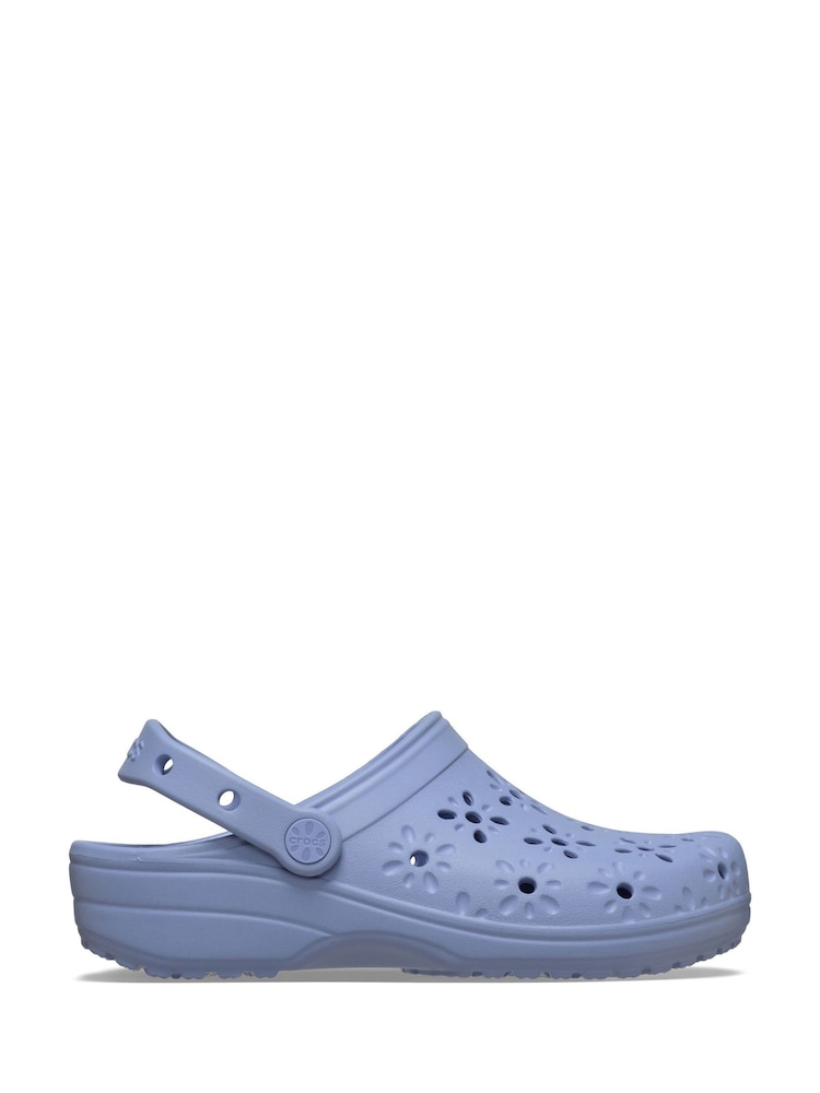 Crocs Blue Classic Floral Cut Out Clogs - Image 2 of 5 Crocs Blue Classic Floral Cut Out Clogs - Image 2 of 5
