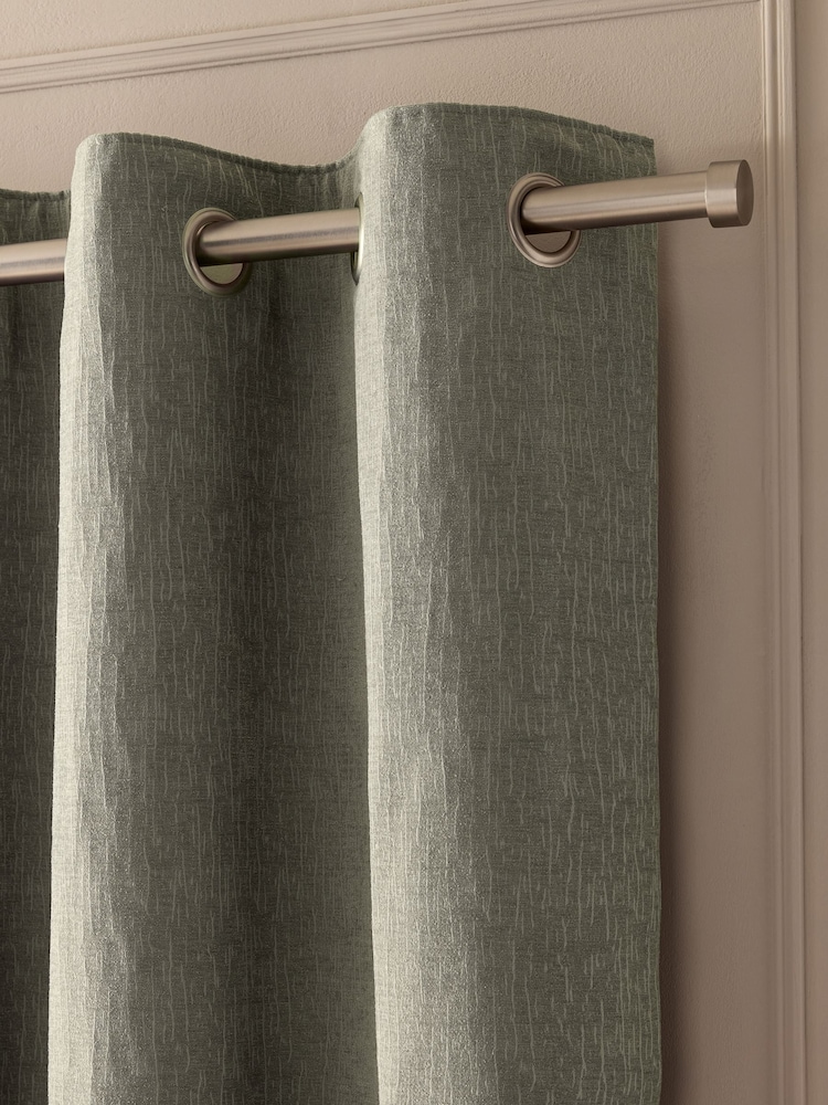 Grey Heavyweight Chenille Blackout/Thermal Eyelet Curtains - Image 1 of 6 Grey Heavyweight Chenille Blackout/Thermal Eyelet Curtains - Image 1 of 6