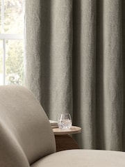 Grey Heavyweight Chenille Blackout/Thermal Eyelet Curtains - Image 5 of 6