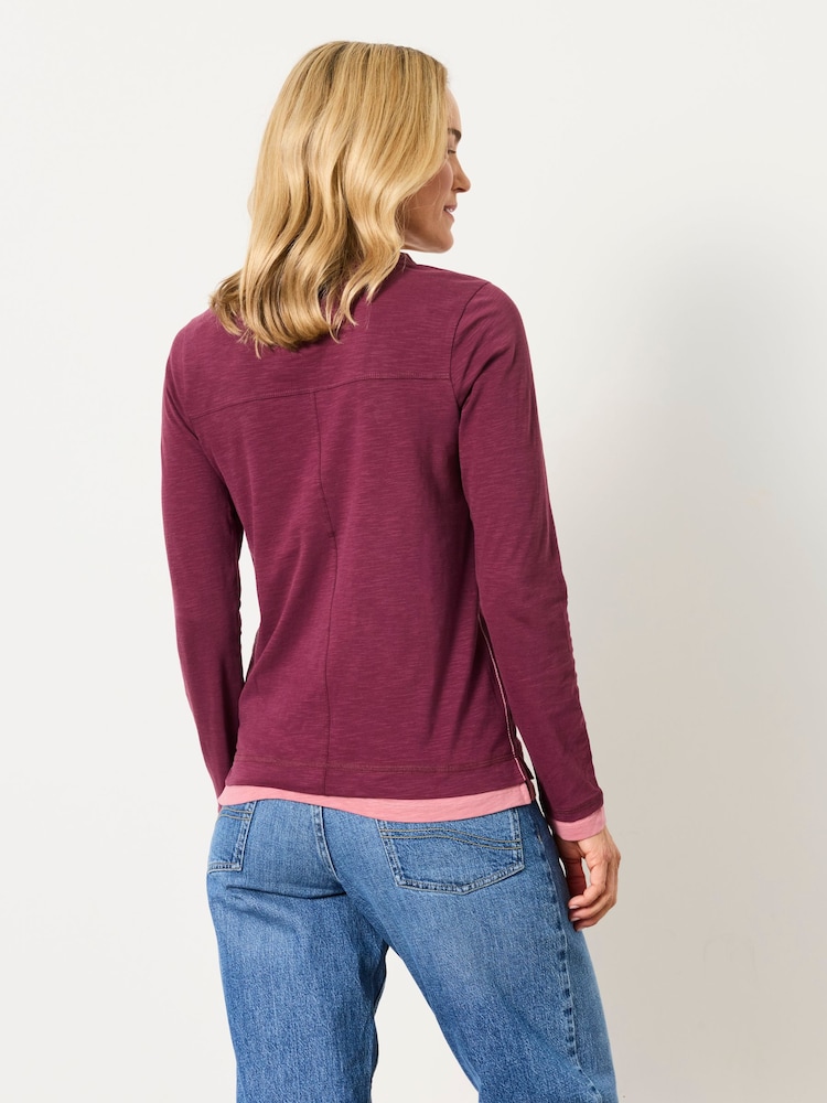 FatFace Mia Plum Purple Henley Top - Image 2 of 6