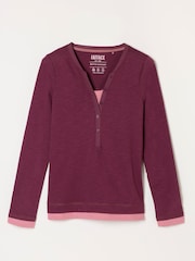 FatFace Mia Plum Purple Henley Top - Image 6 of 6
