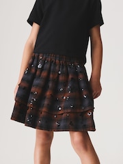 Brown/ Black Sequin Check Rara Skort (3-16yrs) - Image 1 of 8