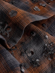 Brown/ Black Sequin Check Rara Skort (3-16yrs) - Image 7 of 8
