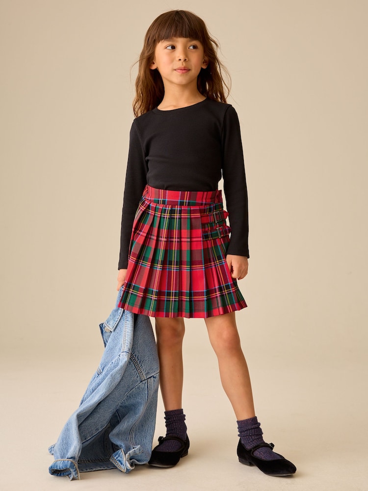 Red/ Green Check Pleated Kilt Skirt (3-16yrs) - Image 2 of 9