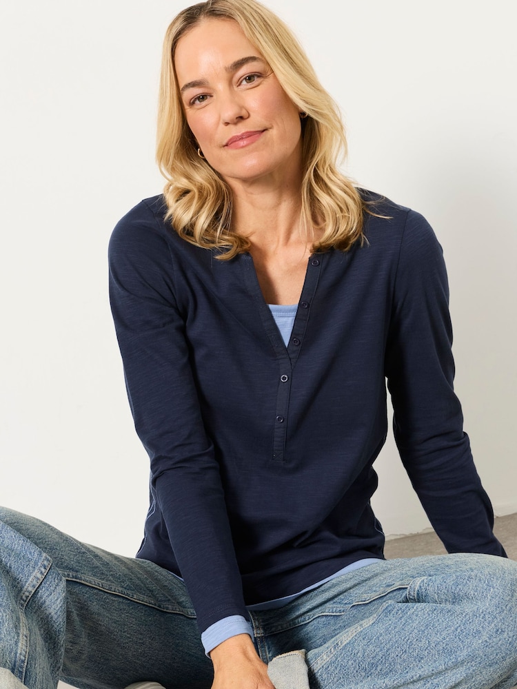 FatFace Mia Navy Henley Top - Image 1 of 6