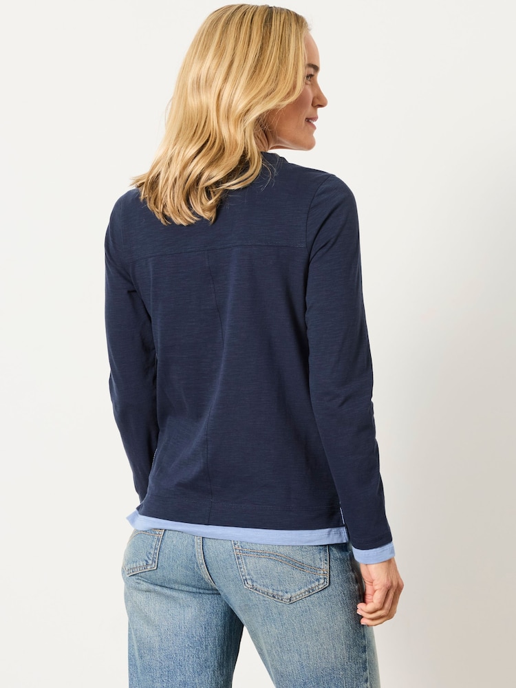 FatFace Mia Navy Henley Top - Image 2 of 6