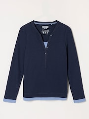 FatFace Mia Navy Henley Top - Image 6 of 6