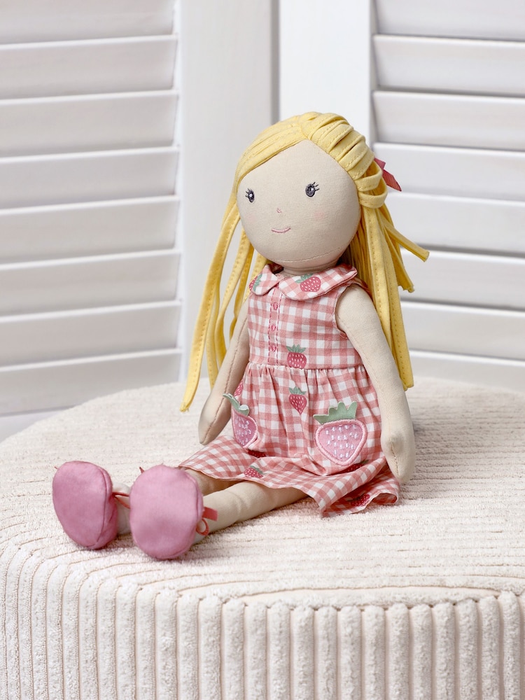 Jojo Maman Bébé Pink Strawberry Ragdoll Toys - Image 2 of 4 Jojo Maman Bébé Pink Strawberry Ragdoll Toys - Image 2 of 4